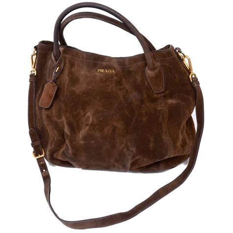 brown prada handbag|Prada brown suede bag.